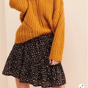 Auguste the Label Black Floral Mini Skirt size 4 Boho Ruffle Cottagecore